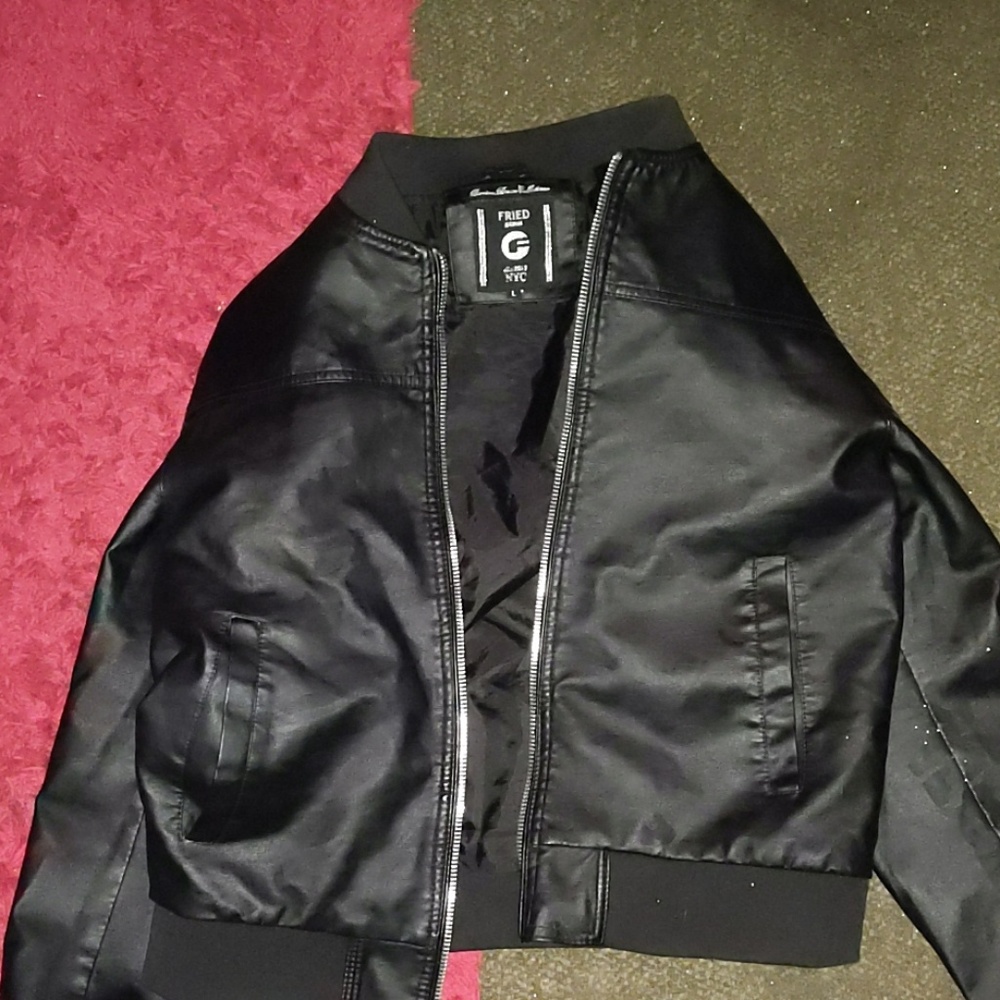 Denim leather jacket